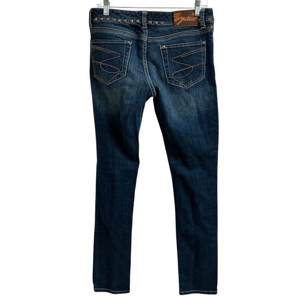 Seven 7 Jeans Women's Size 29 Straight Leg Distressed Studded Denim Med Wash - Picture 2 of 12